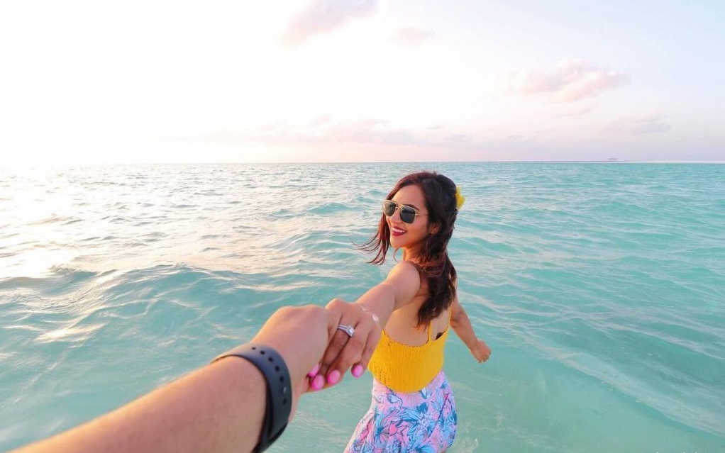 Beautiful Lakshadweep trip view with crystal clear turquoise water, white sandy beach, and tropical island landscape