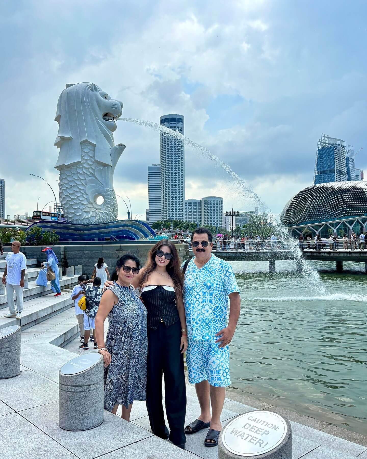 Romantic sunset view of Singapore skyline at Marina Bay for honeymoon couples