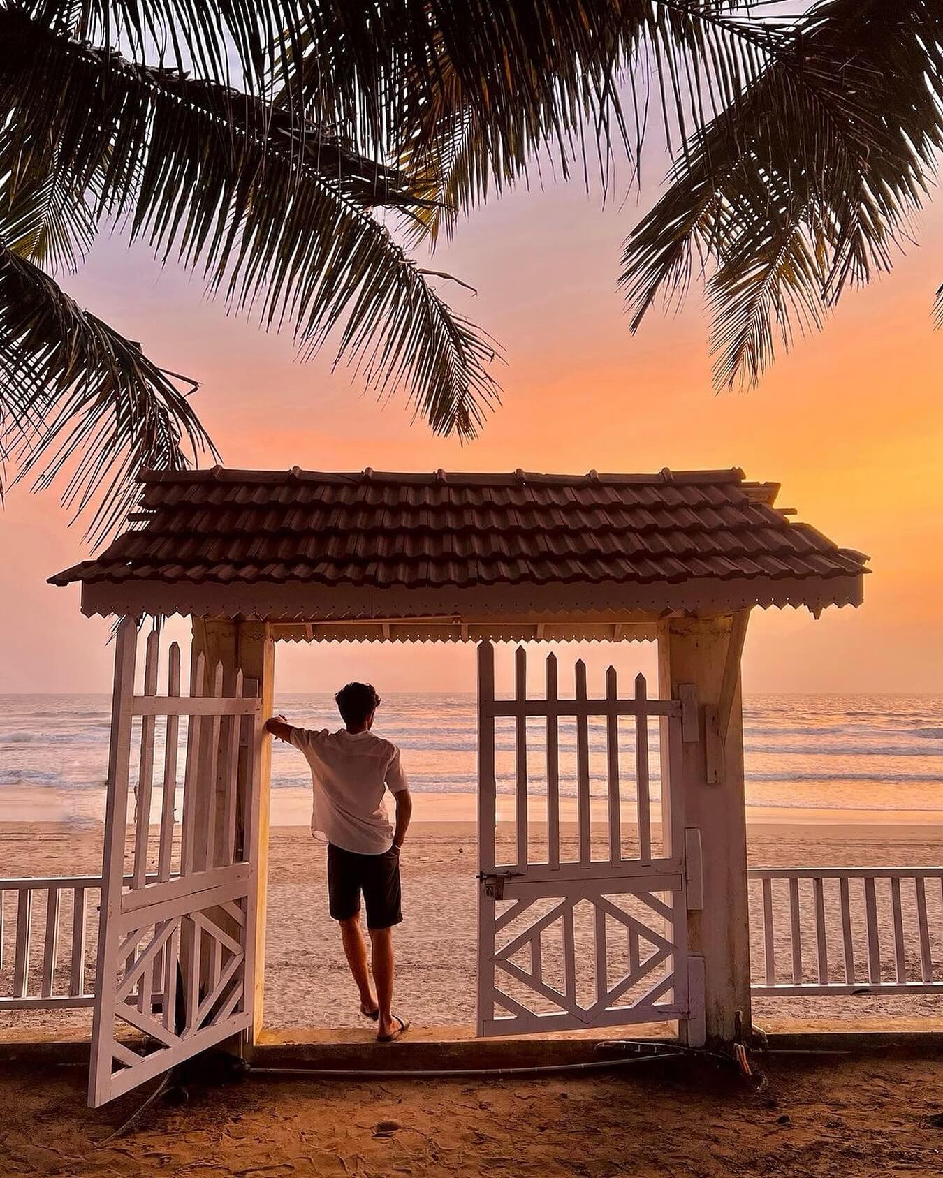 Sunset view of Om Beach in Gokarna with golden sand and waves along Karnataka coast