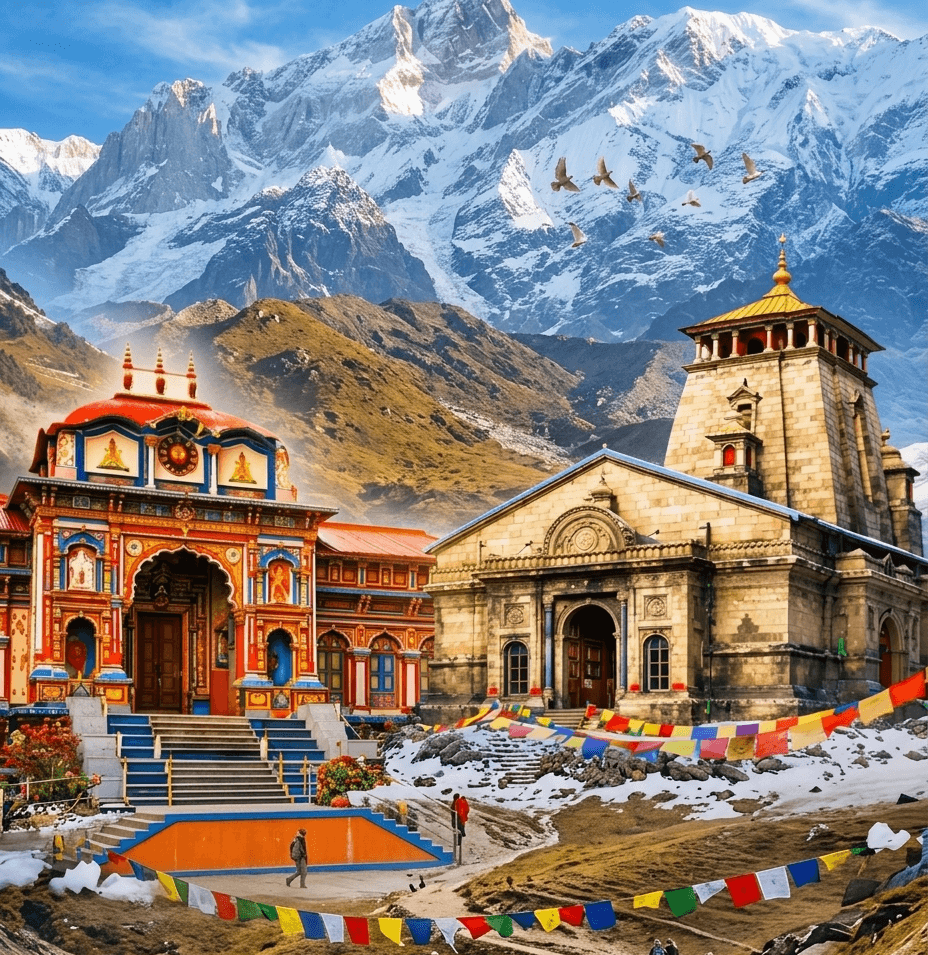 Kedarnath Temple in the Himalayas during Do Dham Yatra package journey