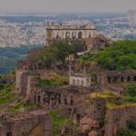 Golconda Fort architecture and panoramic city view