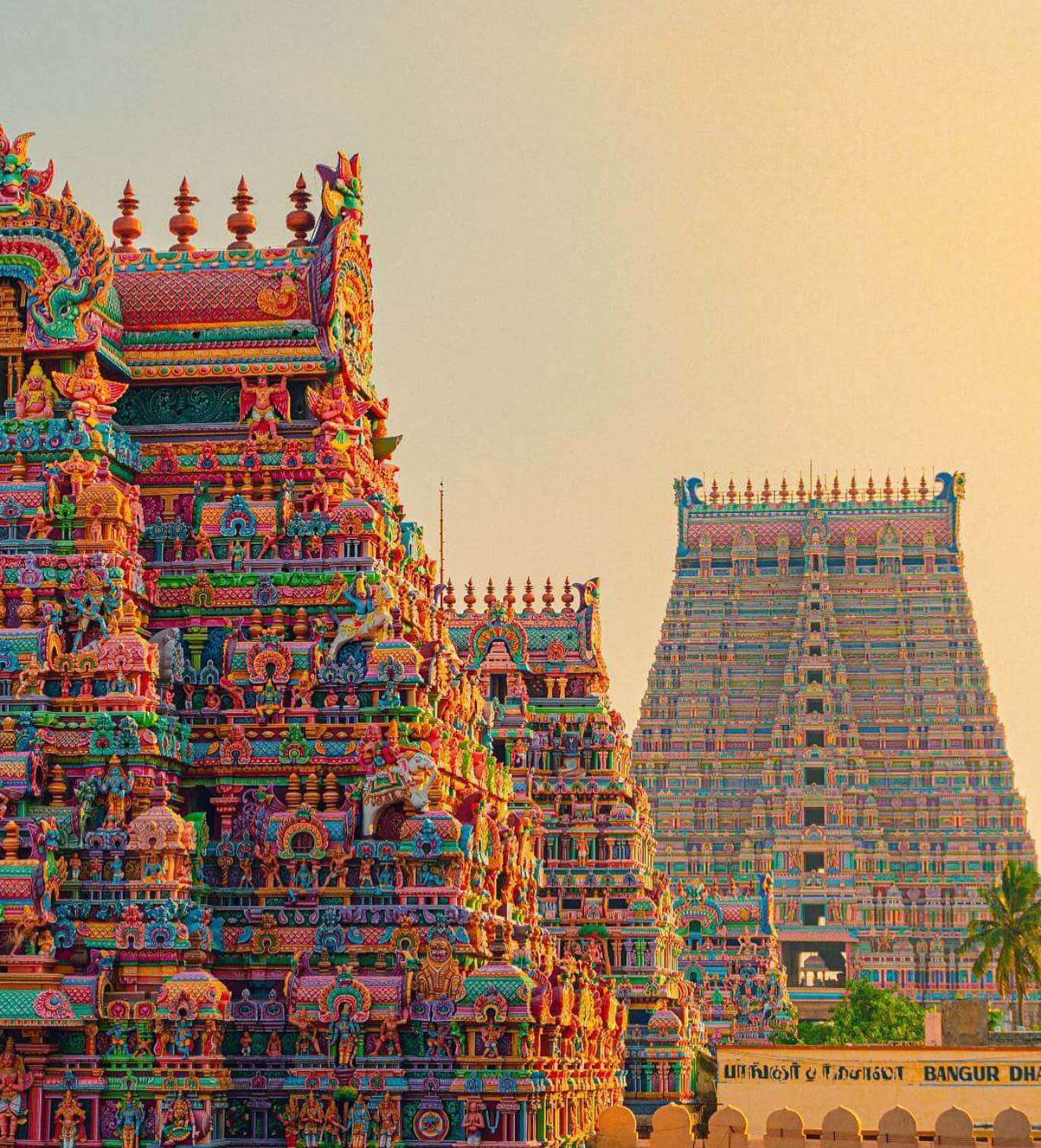 Meenakshi Amman Temple in Madurai with colorful gopurams and detailed carvings